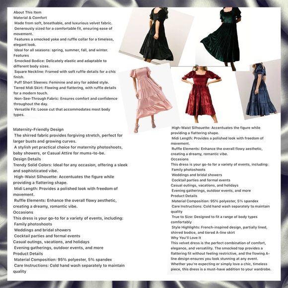 🎉HP🎉 New Pink Velvet Smocked Tiered Midi w/Puff Sleeves XL - Picture 8 of 9